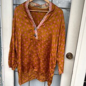 Silk Orange and Pink Patterned Tunic
